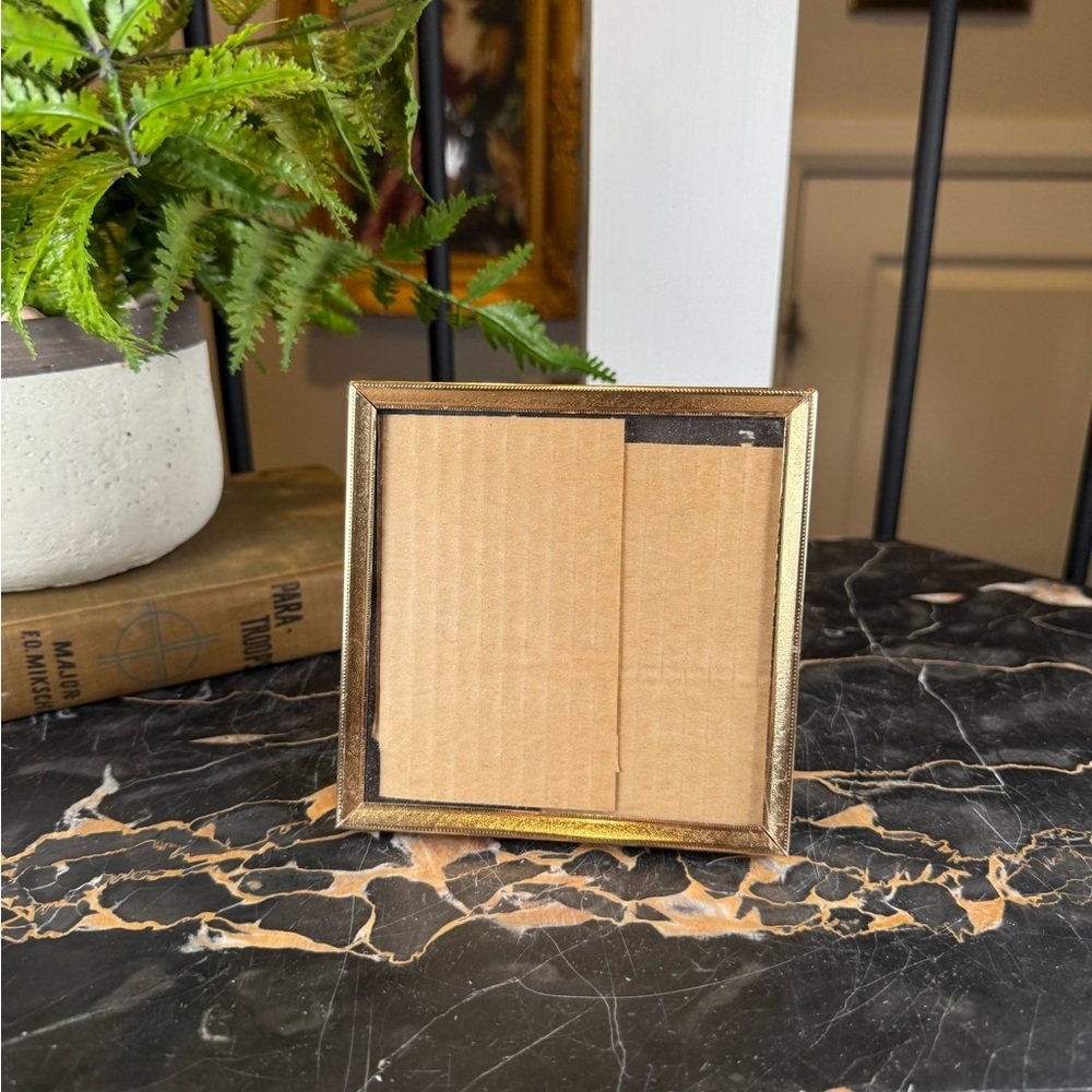 Vintage Gold 4x4 Square Picture Frame Beaded Trim FRAME ONLY DIY Craft
